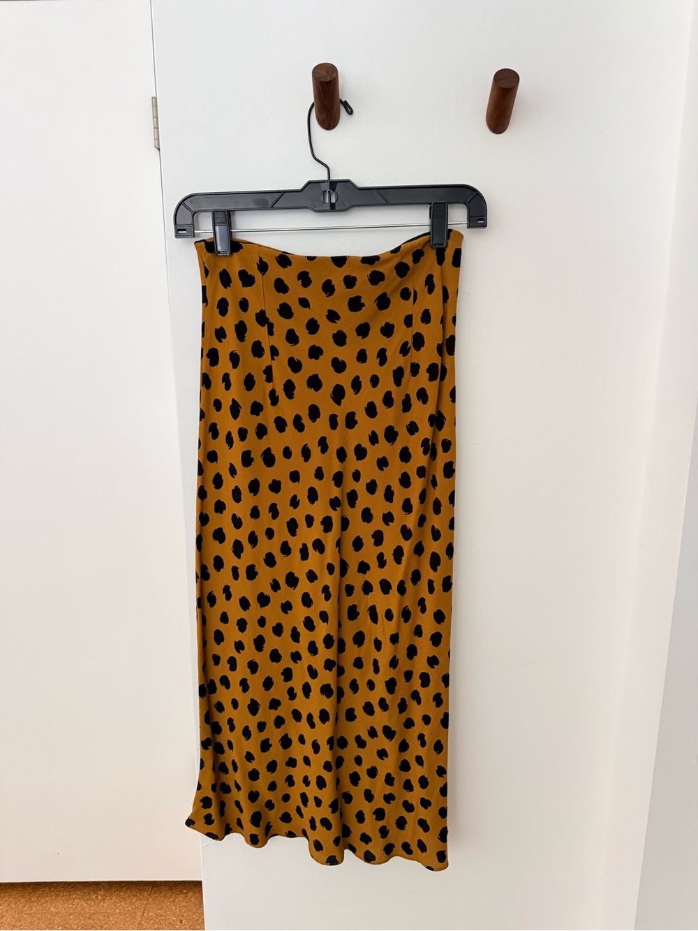 Madewell Mustard and Black Polka Dot Maxi Skirt